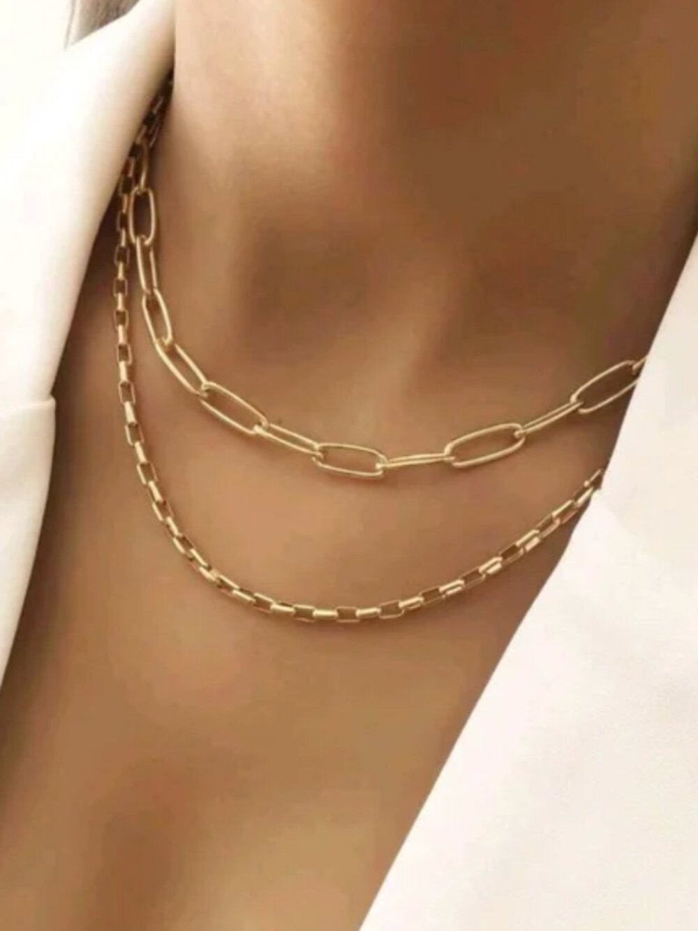 ✨ Gold Plated Layered Chain Necklace Set – 2 Piece ✨